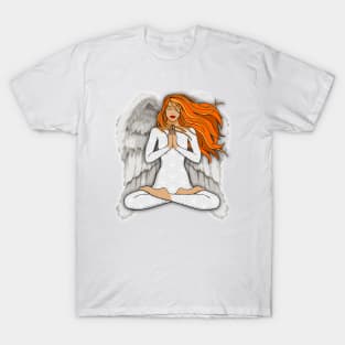 Woman Guardian Angel Meditating T-Shirt